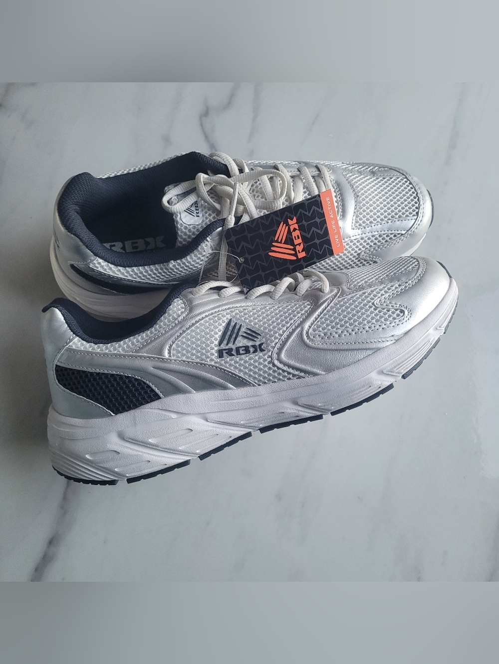 RBX Silver and Navy Sport Running Shoes